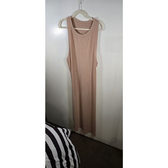 Lululemon Refresh Maxi Dress Racerback Side Slits Heathered Nude Size L - Picture 2 of 9